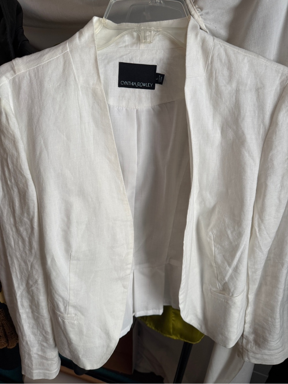 Cynthia Rowley Cream Open-Front Linen Blend Blazer